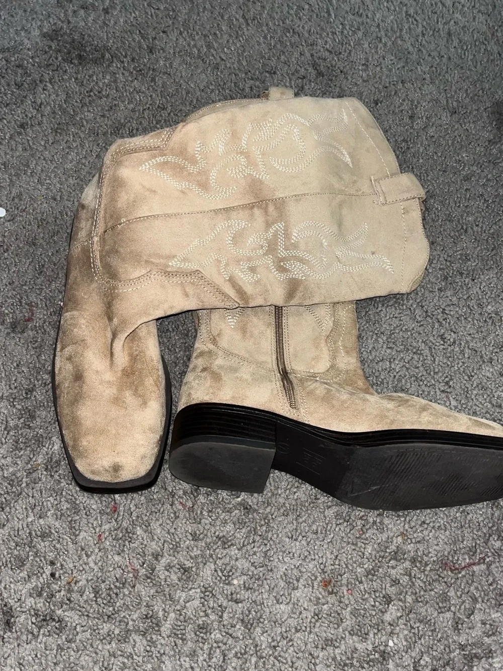 NOBO Taupe Suede Over-The-Knee Western Boots